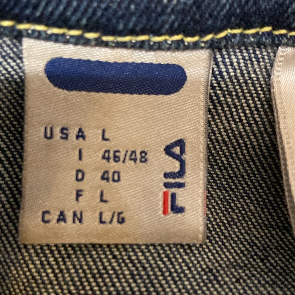 Fila Jean Jacket w/Colorful Back Zip & Button Front 2 Pockets Pristine LG - Picture 14 of 16